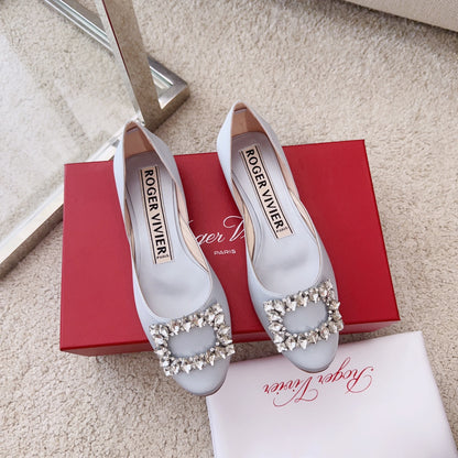 RV Silk Ballet Flats with Crystal Buckle Series 01