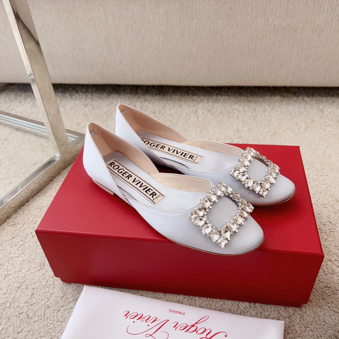 RV Silk Ballet Flats with Crystal Buckle Series 01