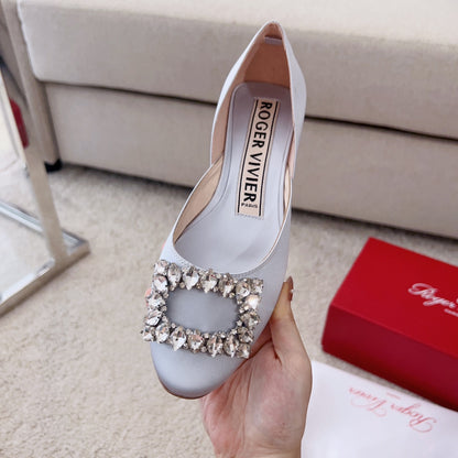 RV Silk Ballet Flats with Crystal Buckle Series 01