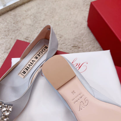 RV Silk Ballet Flats with Crystal Buckle Series 01