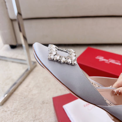 RV Silk Ballet Flats with Crystal Buckle Series 01