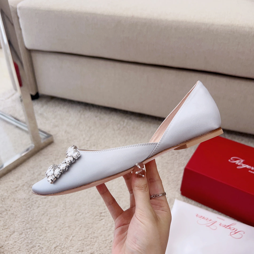 RV Silk Ballet Flats with Crystal Buckle Series 01