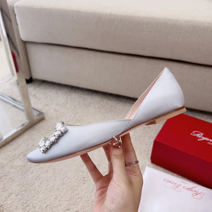 RV Silk Ballet Flats with Crystal Buckle Series 01