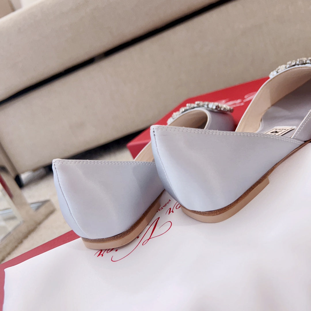 RV Silk Ballet Flats with Crystal Buckle Series 01