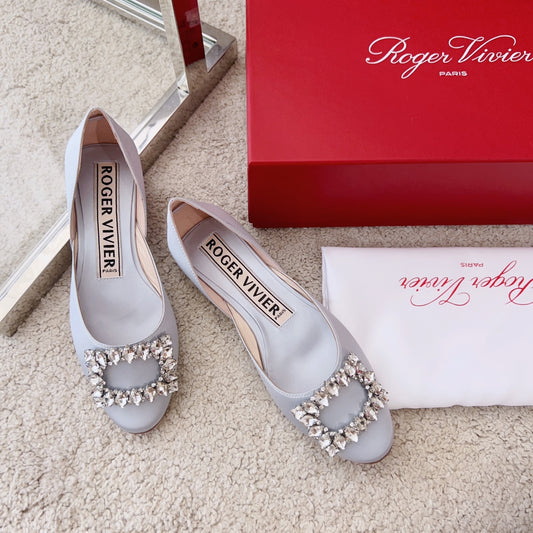 RV Silk Ballet Flats with Crystal Buckle Series 01