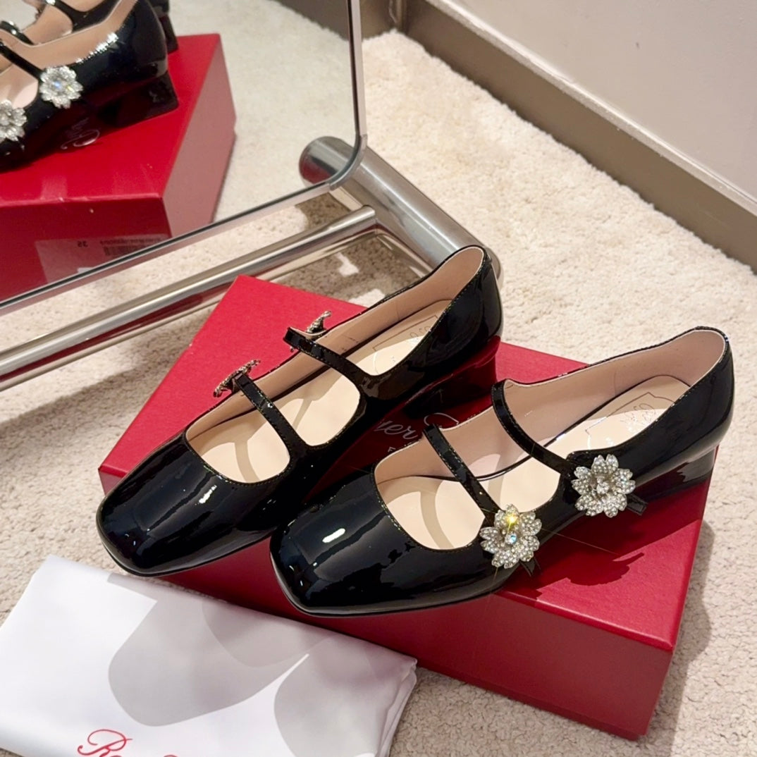 RV Limited-edition Floral Crystal-Buckle Mary Janes Series 08