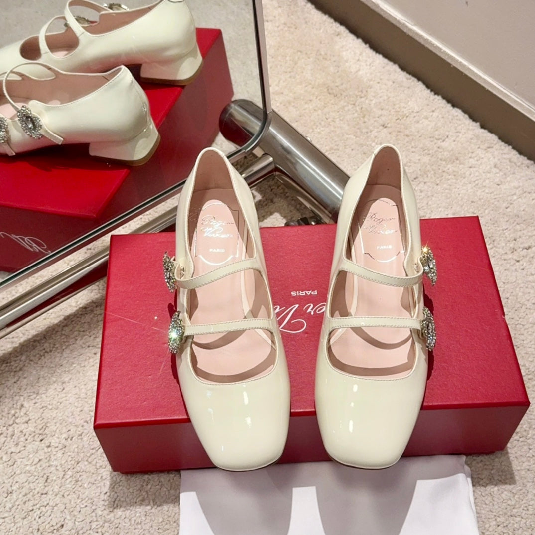 RV Limited-edition Floral Crystal-Buckle Mary Janes Series 07