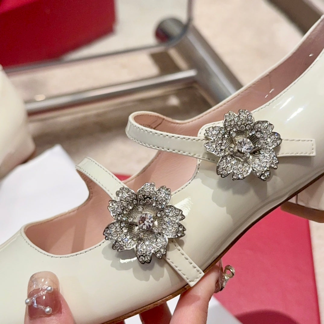 RV Limited-edition Floral Crystal-Buckle Mary Janes Series 07