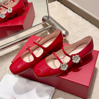 RV Limited-edition Floral Crystal-Buckle Mary Janes Series 06