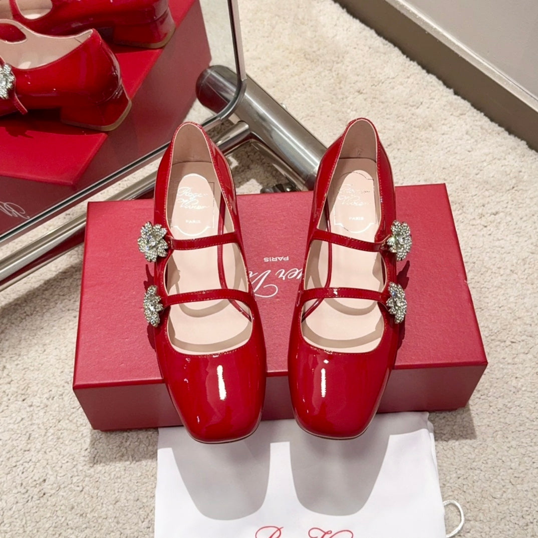 RV Limited-edition Floral Crystal-Buckle Mary Janes Series 06