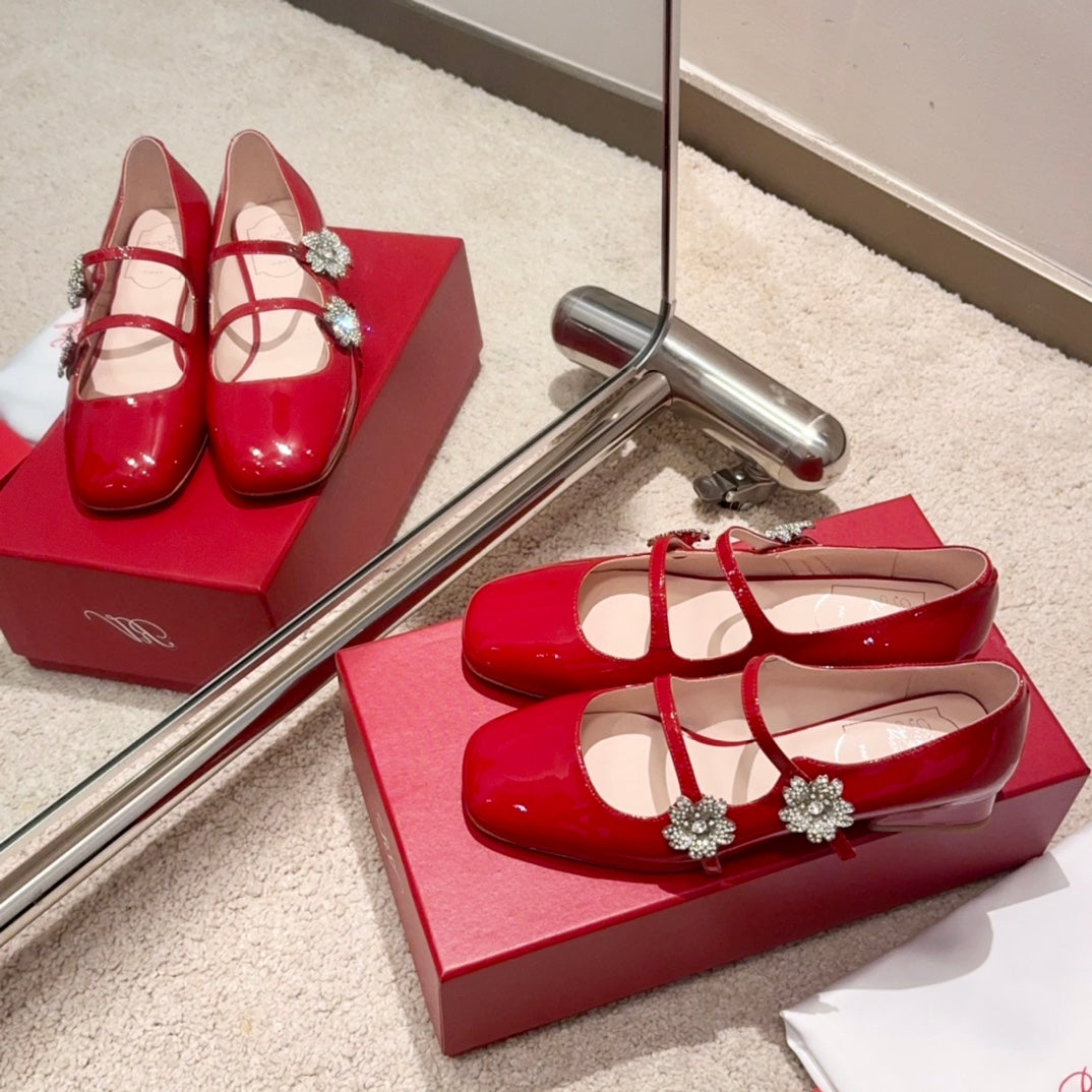 RV Limited-edition Floral Crystal-Buckle Mary Janes Series 06