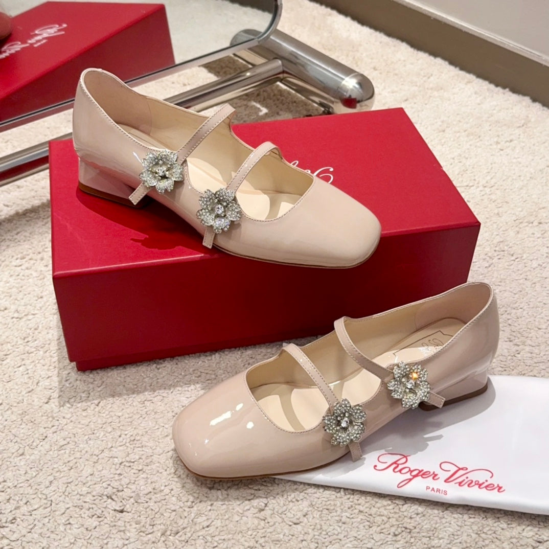 RV Limited-edition Floral Crystal-Buckle Mary Janes Series 05