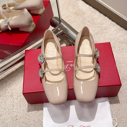 RV Limited-edition Floral Crystal-Buckle Mary Janes Series 05