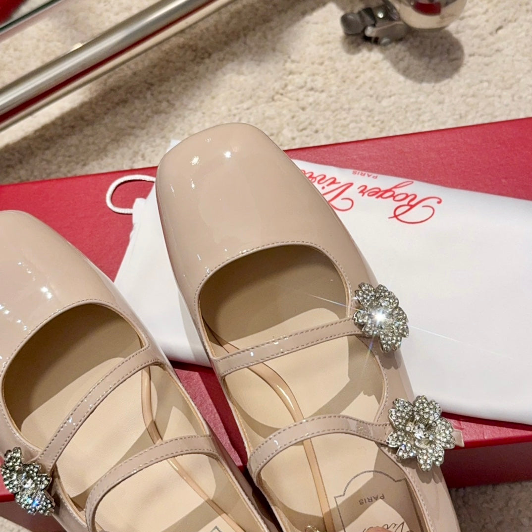 RV Limited-edition Floral Crystal-Buckle Mary Janes Series 05