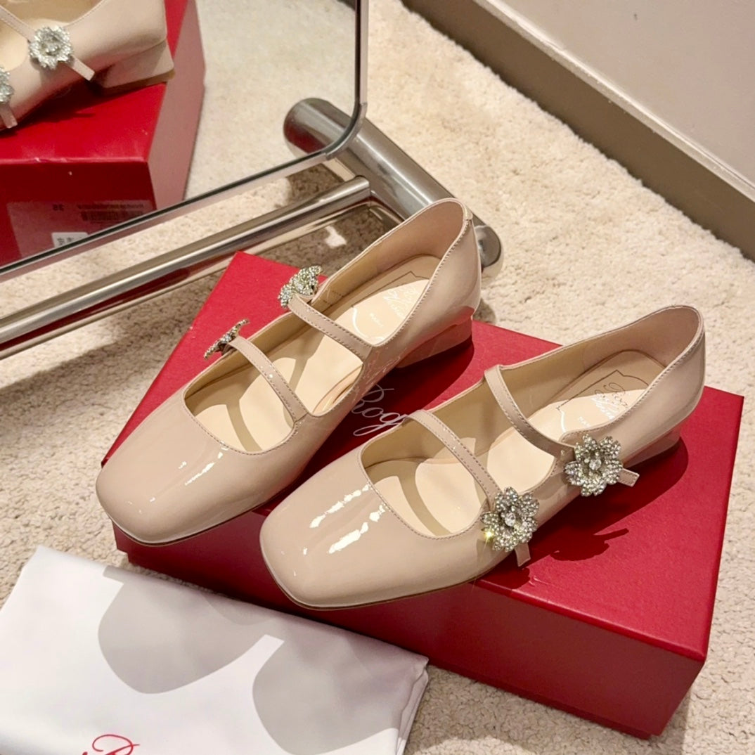 RV Limited-edition Floral Crystal-Buckle Mary Janes Series 05