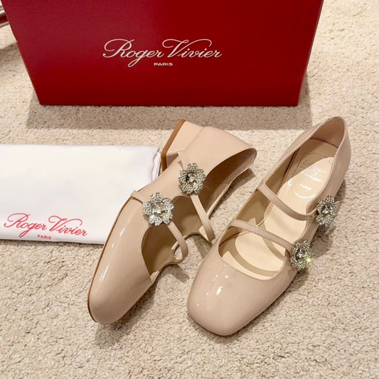 RV Limited-edition Floral Crystal-Buckle Mary Janes Series 05