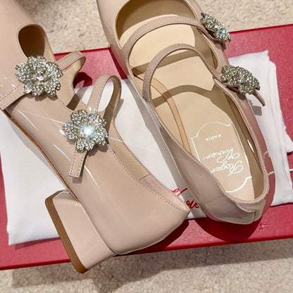 RV Limited-edition Floral Crystal-Buckle Mary Janes Series 05