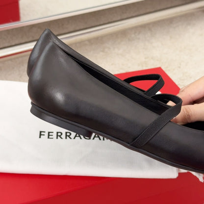 Ferragamo Bow-Tie Ballet Flats, Black