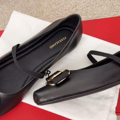 Ferragamo Bow-Tie Ballet Flats, Black