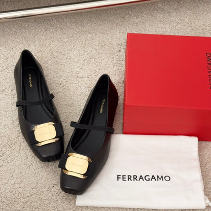 Ferragamo Bow-Tie Ballet Flats, Black