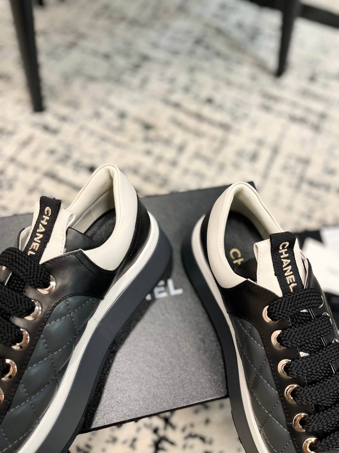 Chanel Quilted Print Chunky Sneakers, Sand