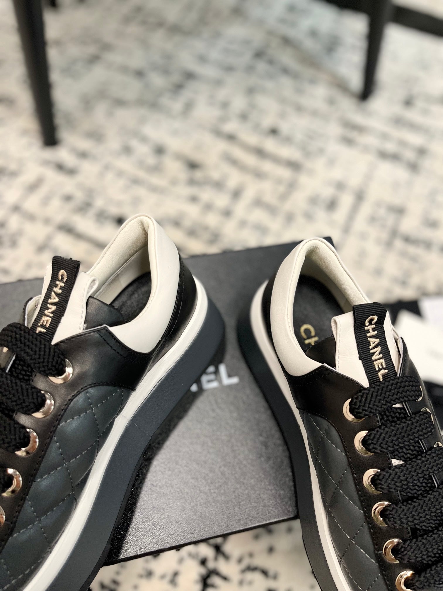 Chanel Quilted Print Chunky Sneakers, Sand