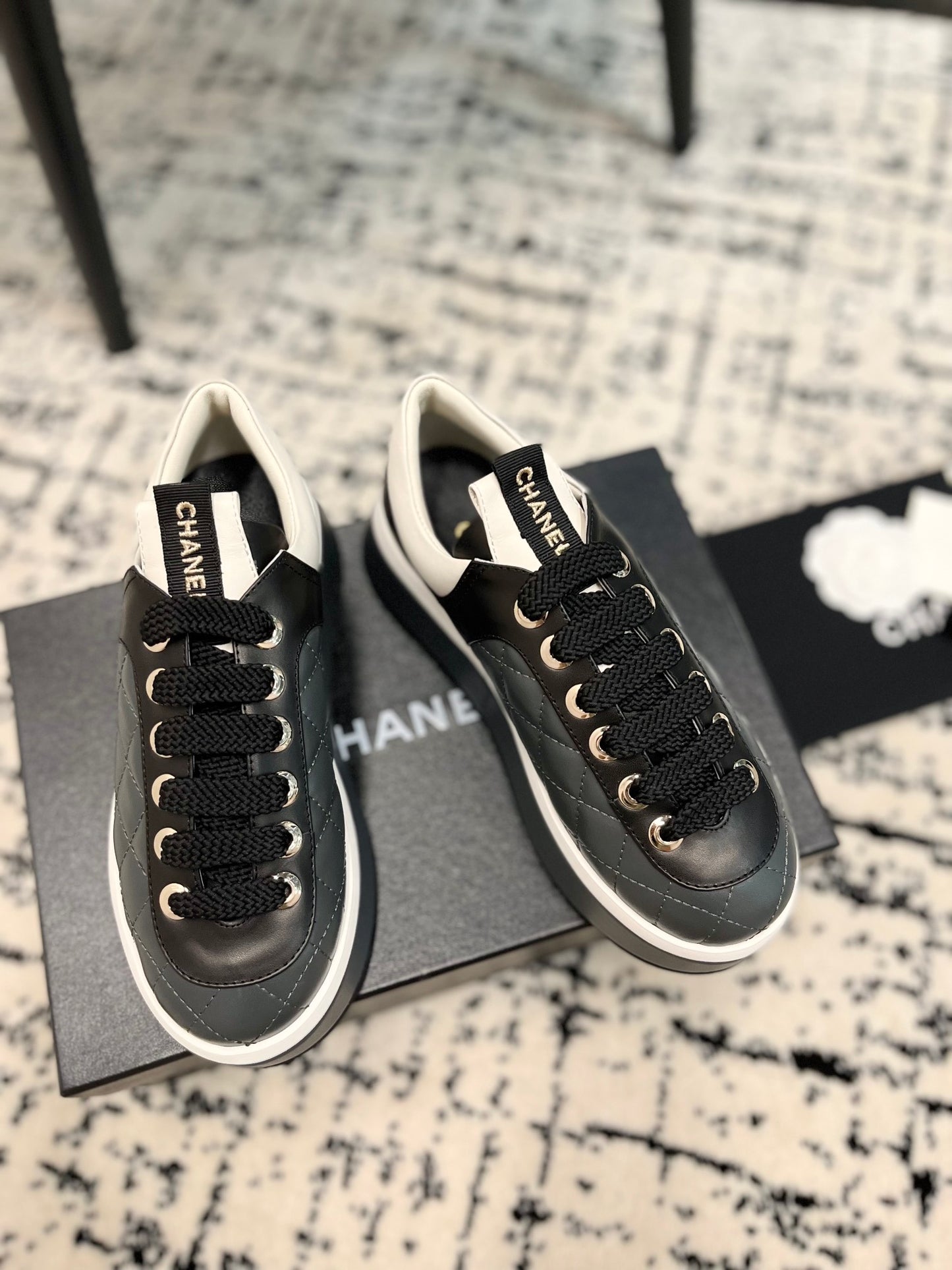 Chanel Quilted Print Chunky Sneakers, Sand