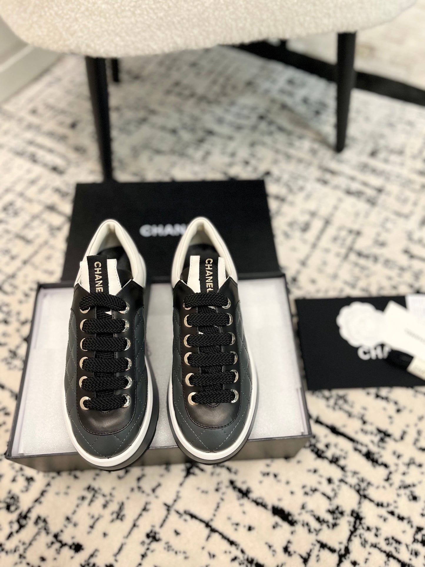 Chanel Quilted Print Chunky Sneakers, Sand