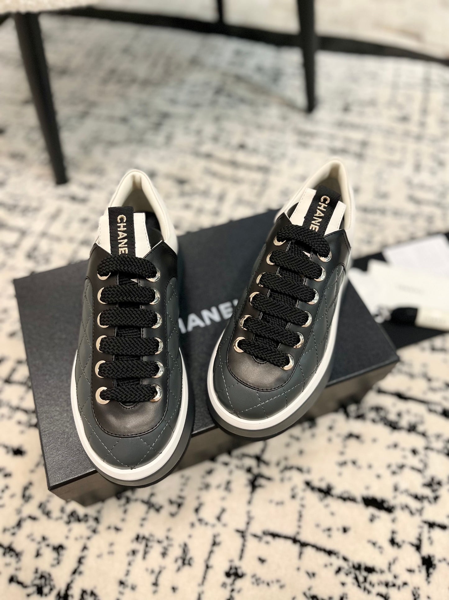 Chanel Quilted Print Chunky Sneakers, Sand