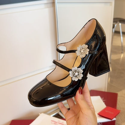 RV Limited-edition Floral Crystal-Buckle Mary Janes Series 04