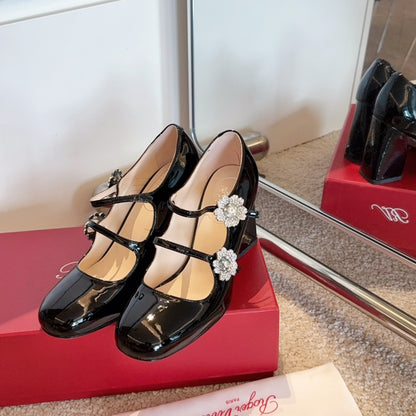 RV Limited-edition Floral Crystal-Buckle Mary Janes Series 04