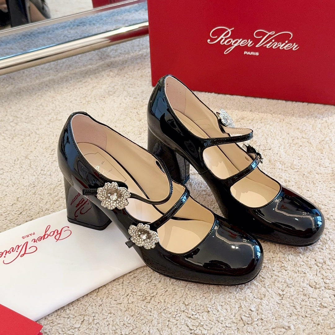 RV Limited-edition Floral Crystal-Buckle Mary Janes Series 04