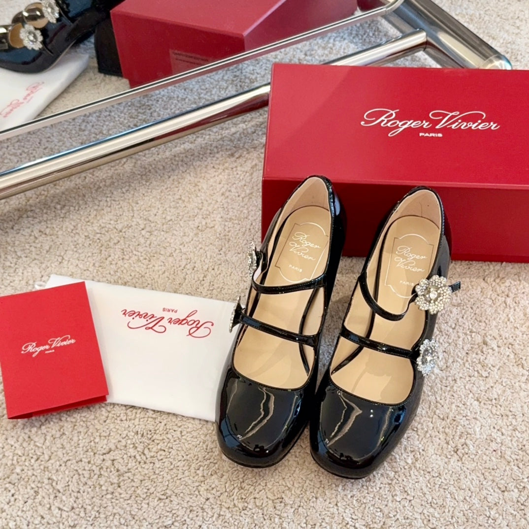 RV Limited-edition Floral Crystal-Buckle Mary Janes Series 04