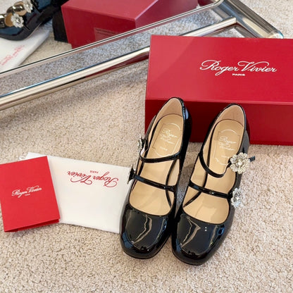 RV Limited-edition Floral Crystal-Buckle Mary Janes Series 04