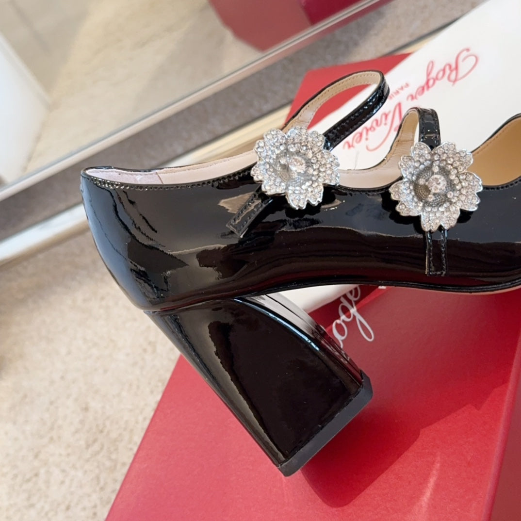 RV Limited-edition Floral Crystal-Buckle Mary Janes Series 04