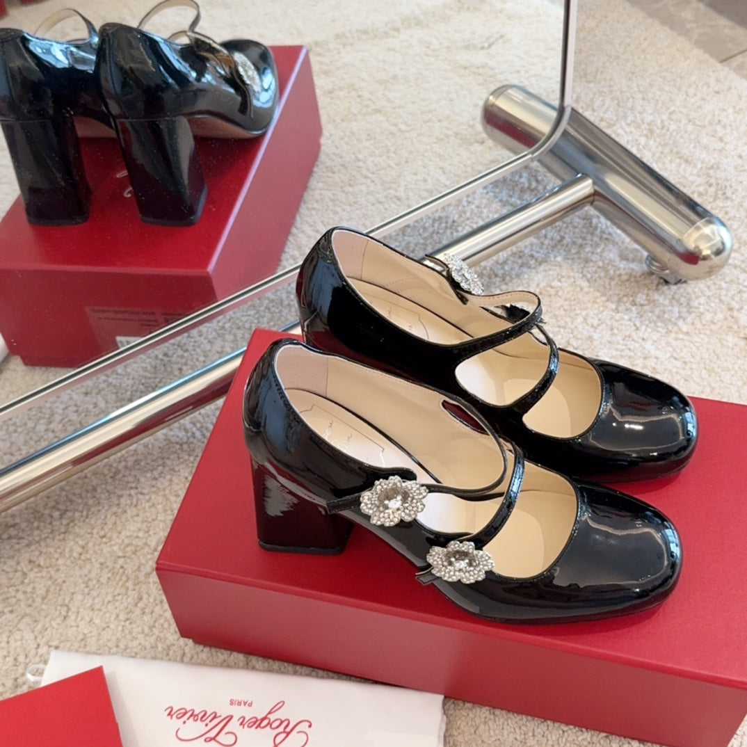 RV Limited-edition Floral Crystal-Buckle Mary Janes Series 04