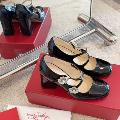 RV Limited-edition Floral Crystal-Buckle Mary Janes Series 04