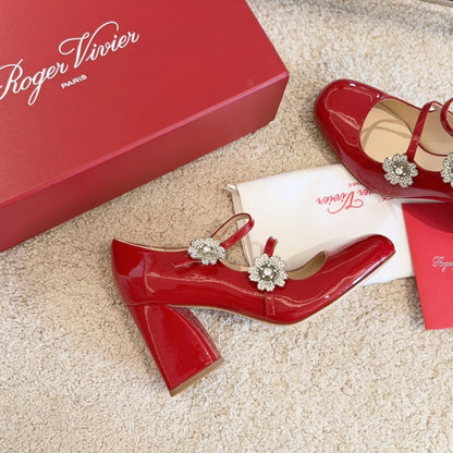 RV Limited-edition Floral Crystal-Buckle Mary Janes Series 03