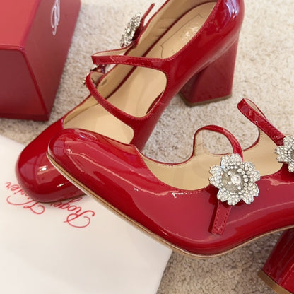 RV Limited-edition Floral Crystal-Buckle Mary Janes Series 03
