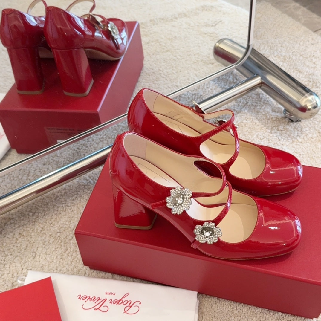 RV Limited-edition Floral Crystal-Buckle Mary Janes Series 03