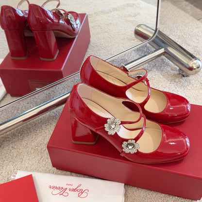 RV Limited-edition Floral Crystal-Buckle Mary Janes Series 03