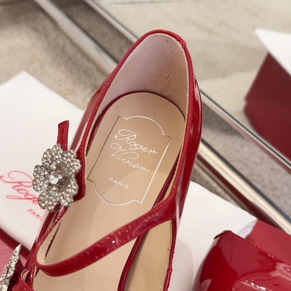 RV Limited-edition Floral Crystal-Buckle Mary Janes Series 03