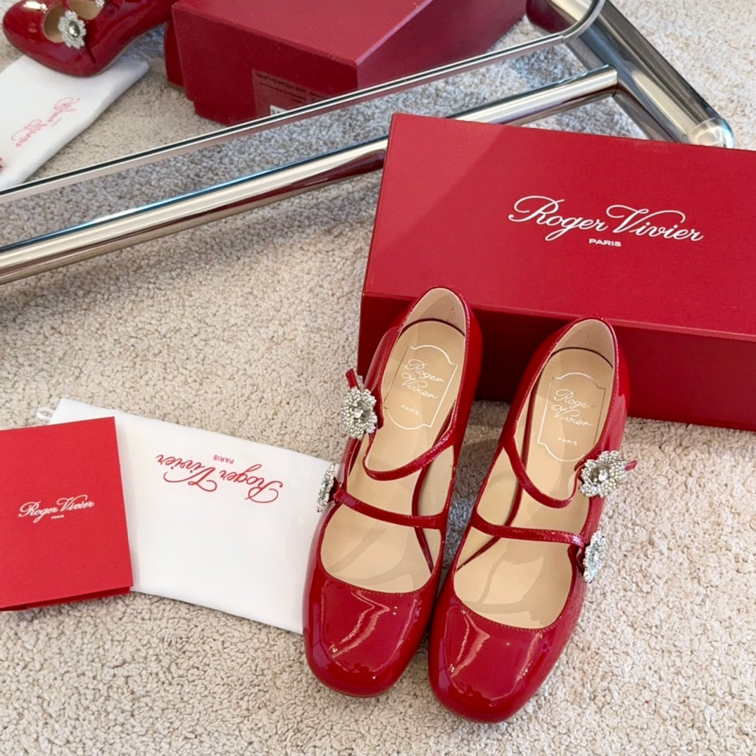 RV Limited-edition Floral Crystal-Buckle Mary Janes Series 03