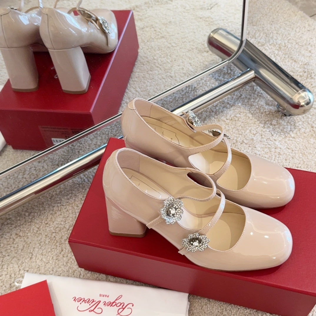 RV Limited-edition Floral Crystal-Buckle Mary Janes Series 02