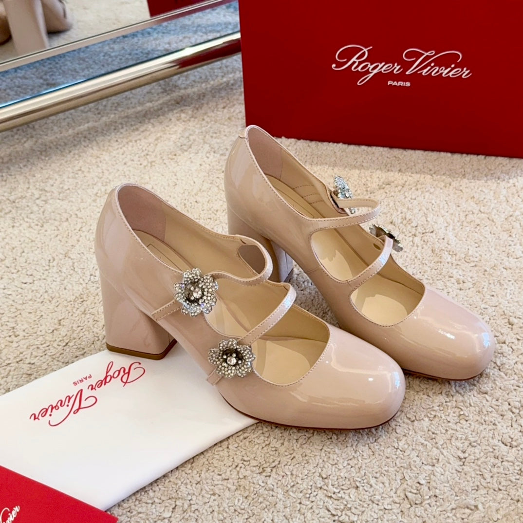 RV Limited-edition Floral Crystal-Buckle Mary Janes Series 02