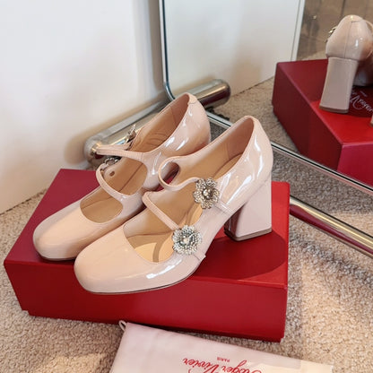RV Limited-edition Floral Crystal-Buckle Mary Janes Series 02
