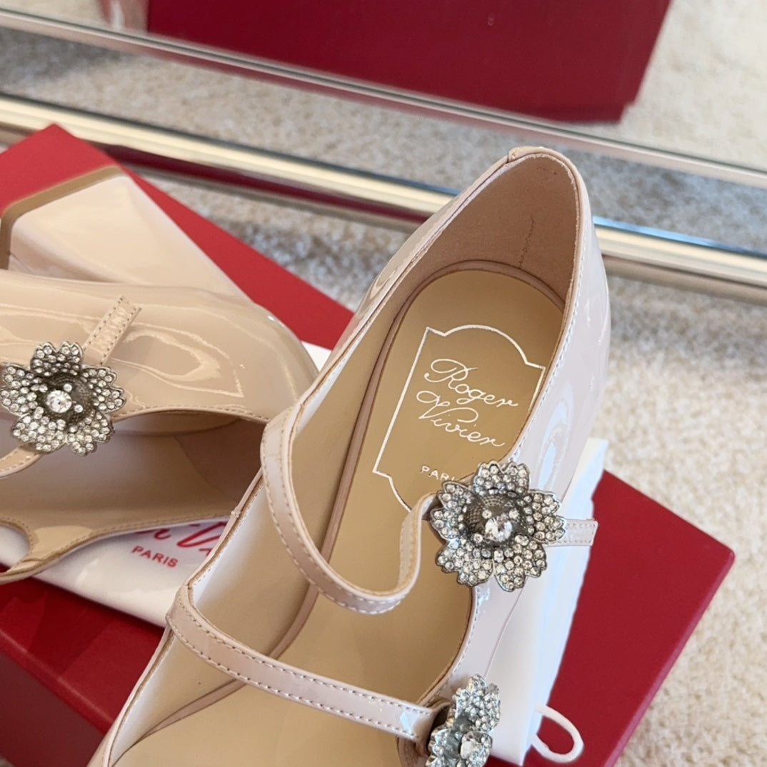 RV Limited-edition Floral Crystal-Buckle Mary Janes Series 02