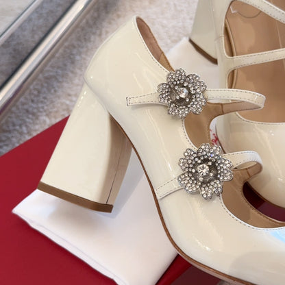 RV Limited-edition Floral Crystal-Buckle Mary Janes Series 01