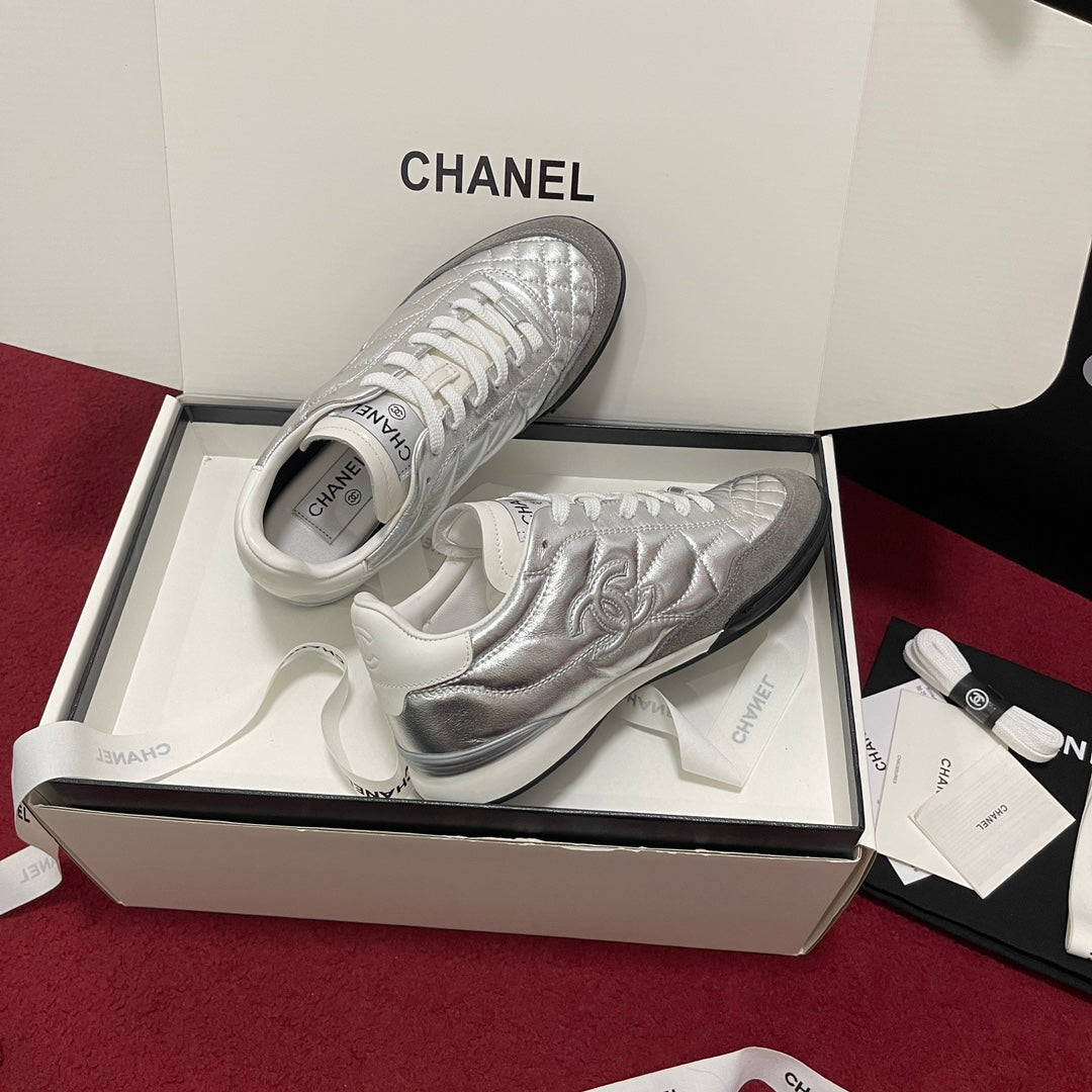 Chanel Quilted Trainers, Silver