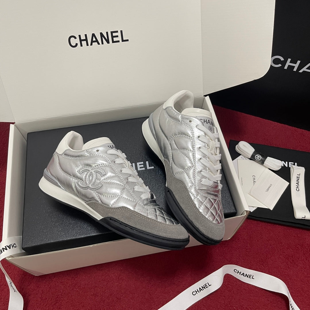 Chanel Quilted Trainers, Silver